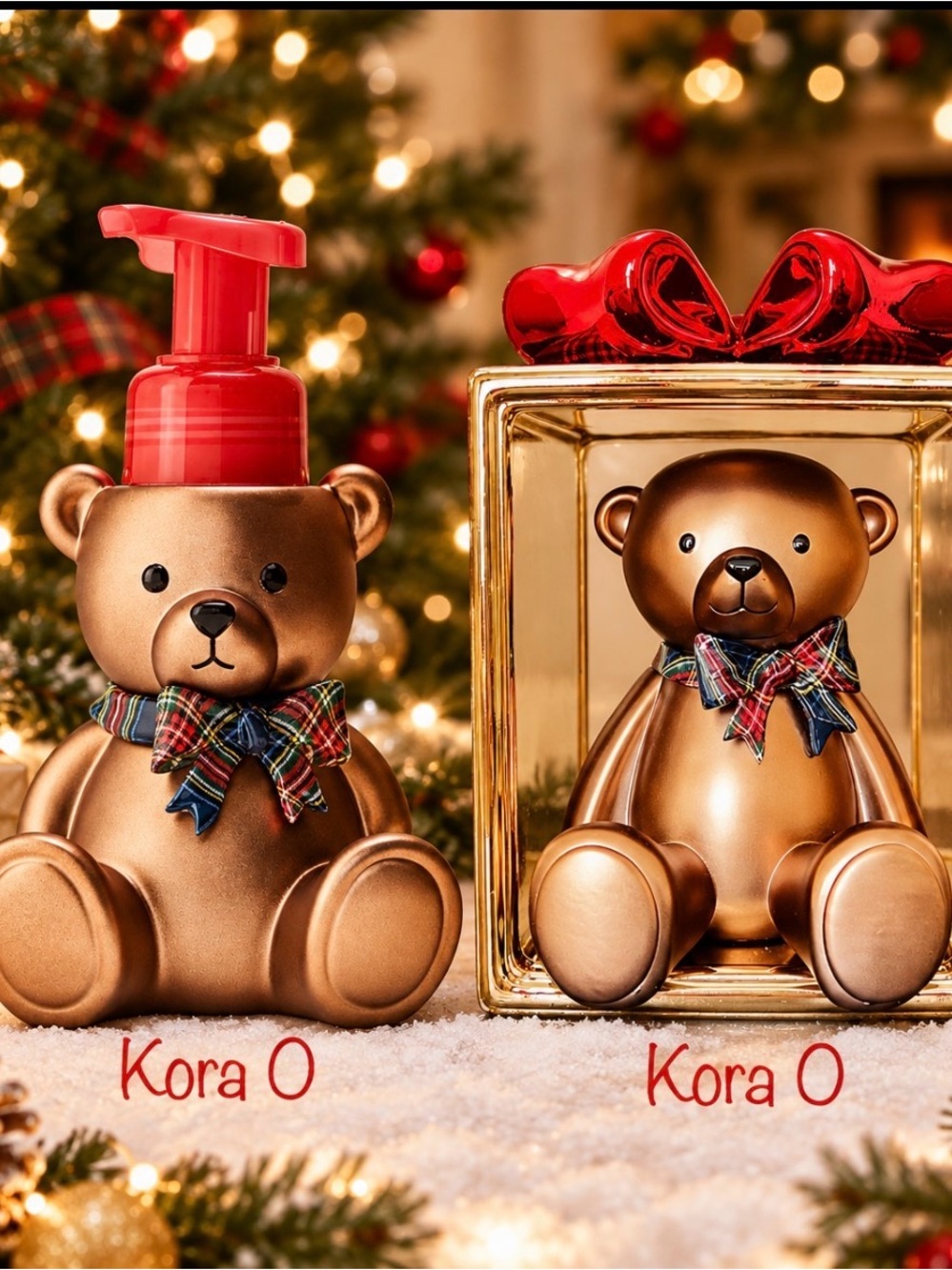 BBW Christmas Teddy Bear Candle Holder & Soap Dispenser NEW